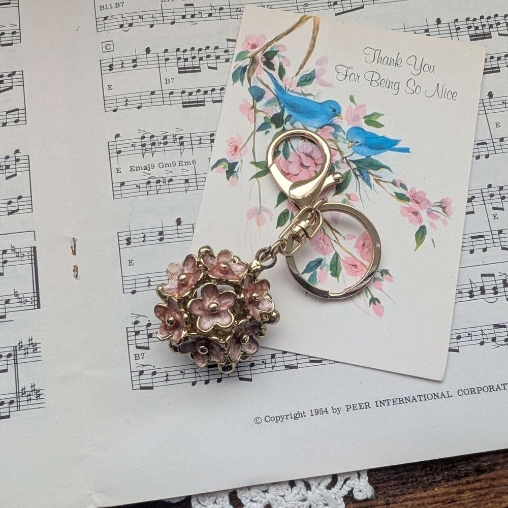 Floral Keychain with Pink Accents